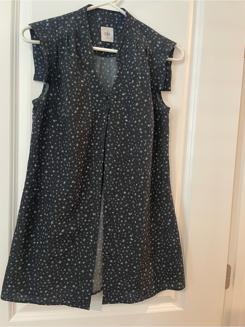 CAbi Black Tunic with White Star Print